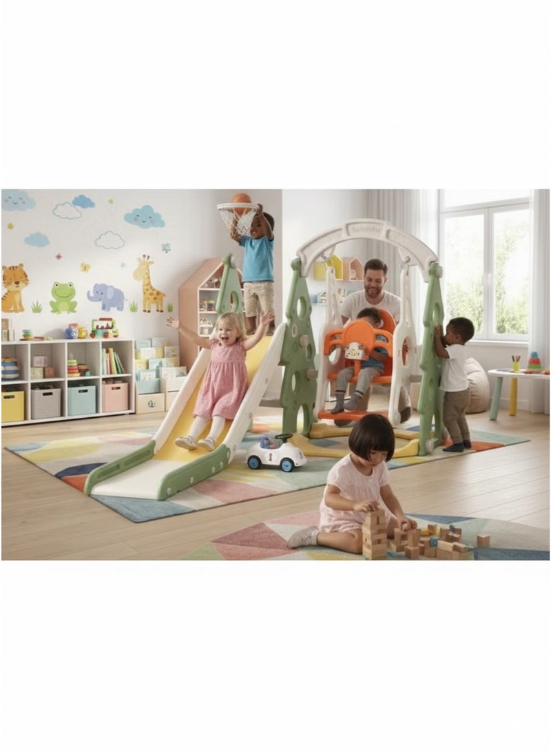 FULL JOY Children's Slide and Swing Set with Basketball Hoop 3*1 ,Indoor and outdoor playground set for toddlers, climbing play set for kids - Image 5